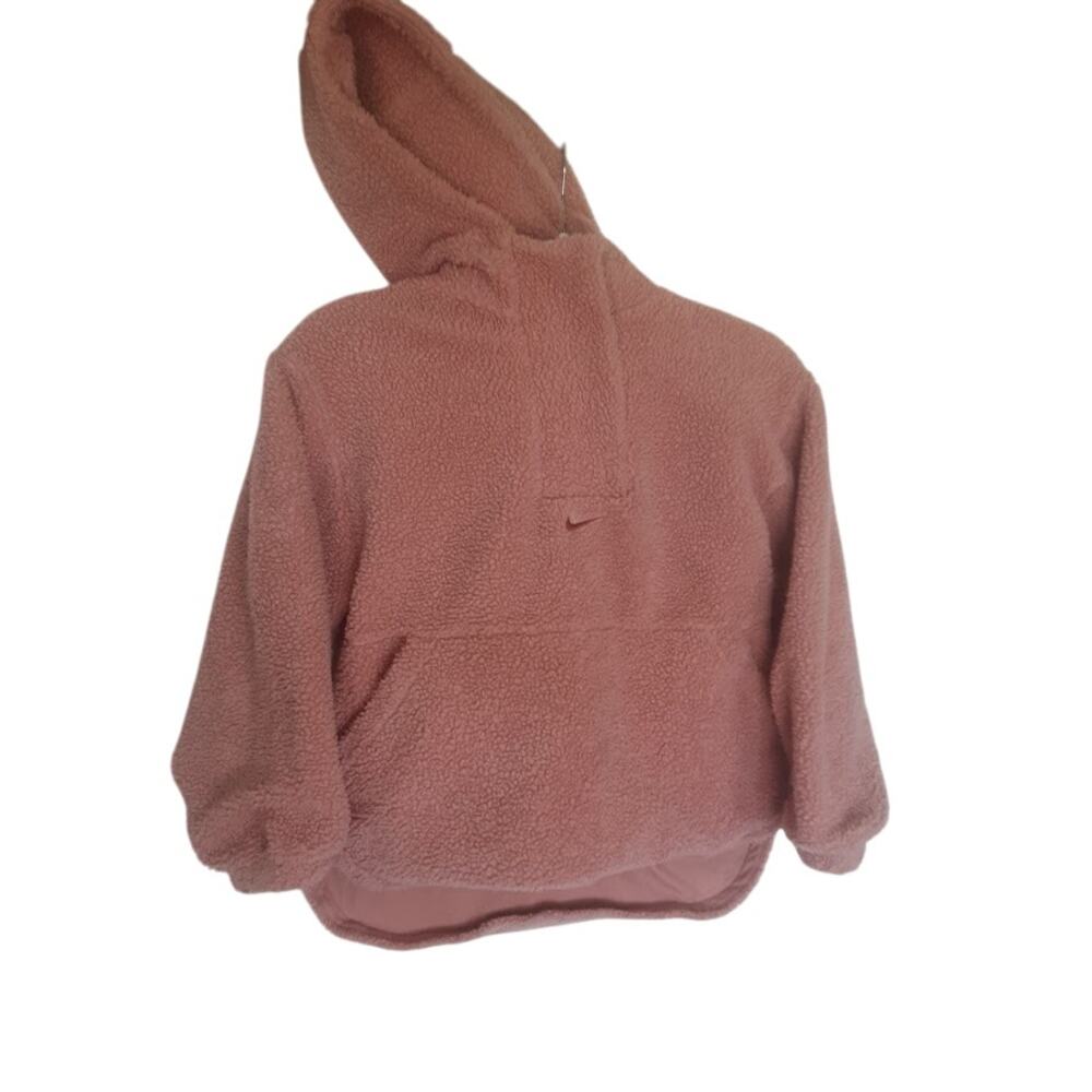 Nike Therma-Fit Sherpa Hoodie Women’s Medium Pink Faux Fur Pullover